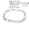 Men Stainless Steel Chunky Curb Link Bracelet, 8.8", 2.5mm Width