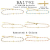 Cross Charm Stainless Steel Beaded Bracelets in Assorted Colors, 7"in+1.2"