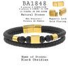 Men's Black Obsidian Onyx Lava Beaded Bracelet in Stainless Steel