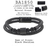 Men's Black Obsidian Onyx Lava Beaded Bracelet in Stainless Steel