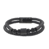 Men's Black Obsidian Onyx Lava Beaded Bracelet in Stainless Steel