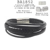 Men's Black Leather Multi Layer Bracelet in Stainless Steel