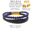 Men's Blue Agate Beaded Bracelet in Black Leather and Stainless Steel