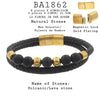 Men's Volcanic Black Lava Stone Beaded Bracelet in Stainless Steel