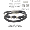 Men's Volcanic Black Lava Stone Beaded Bracelet in Stainless Steel