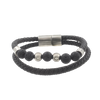 Men's Volcanic Black Lava Stone Beaded Bracelet in Stainless Steel