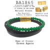 Men's Green Agate Beaded Bracelet in Black Leather and Stainless Steel
