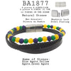 Men's Blue, Green, Yellow Agate Beaded Bracelet in Black Leather and Stainless Steel