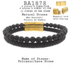 Beaded Men's Volcanic Black Lava Stone Leather Bracelet and Stainless Steel