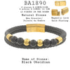 Men's Volcanic Lava Beaded Bracelet in Black Leather and Stainless Steel