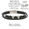 Men's Volcanic Lava Beaded Bracelet in Black Leather and Stainless Steel