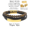 Men's Tiger Eye Beaded Bracelet in Black Leather and Stainless Steel