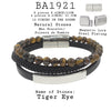 Men's Tiger Eye Beaded Bracelet in Black Leather and Stainless Steel