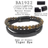 Men's Tiger Eye Beaded Bracelet in Black Leather and Stainless Steel