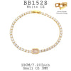 Classic Tennis Bracelet with Emerald Cut Solitaire CZ in Plated Brass