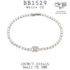 Classic Tennis Bracelet with Emerald Cut Solitaire CZ in Plated Brass