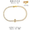 Classic Tennis Bracelet with Pear Cut Cut Solitaire CZ in Plated Brass