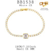 Classic Tennis Bracelet with Princess Cut Cut Solitaire CZ in Plated Brass