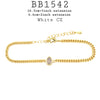 Pear Cut CZ Solitaire Curb Chain Bracelet in Plated Brass