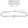 Princess Cut CZ Solitaire Curb Chain Bracelet in Plated Brass
