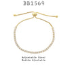 2.5mm White Cubic Zirconia Lariat Closure Tennis CZ Bracelet in Brass, one size