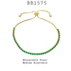 2.5mm Green Emerald Cubic Zirconia Lariat Closure Tennis CZ Bracelet in Brass