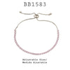 2.5mm Light Pink Cubic Zirconia Lariat Closure Tennis CZ Bracelet in Brass