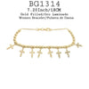 Beads and Cross Charms 18K Gold-Filled Women's Bracelet 7.2"