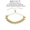 Beads Charms 18K Gold-Filled Adjustable Women's Bracelet 7.2-8"