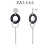 Stainless Steel Black Circle and Bar Drop Earrings