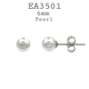 6mm Round Faux Pearl Stainless Steel Stud Earrings