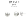 8mm Round Faux Pearl Stainless Steel Stud Earrings