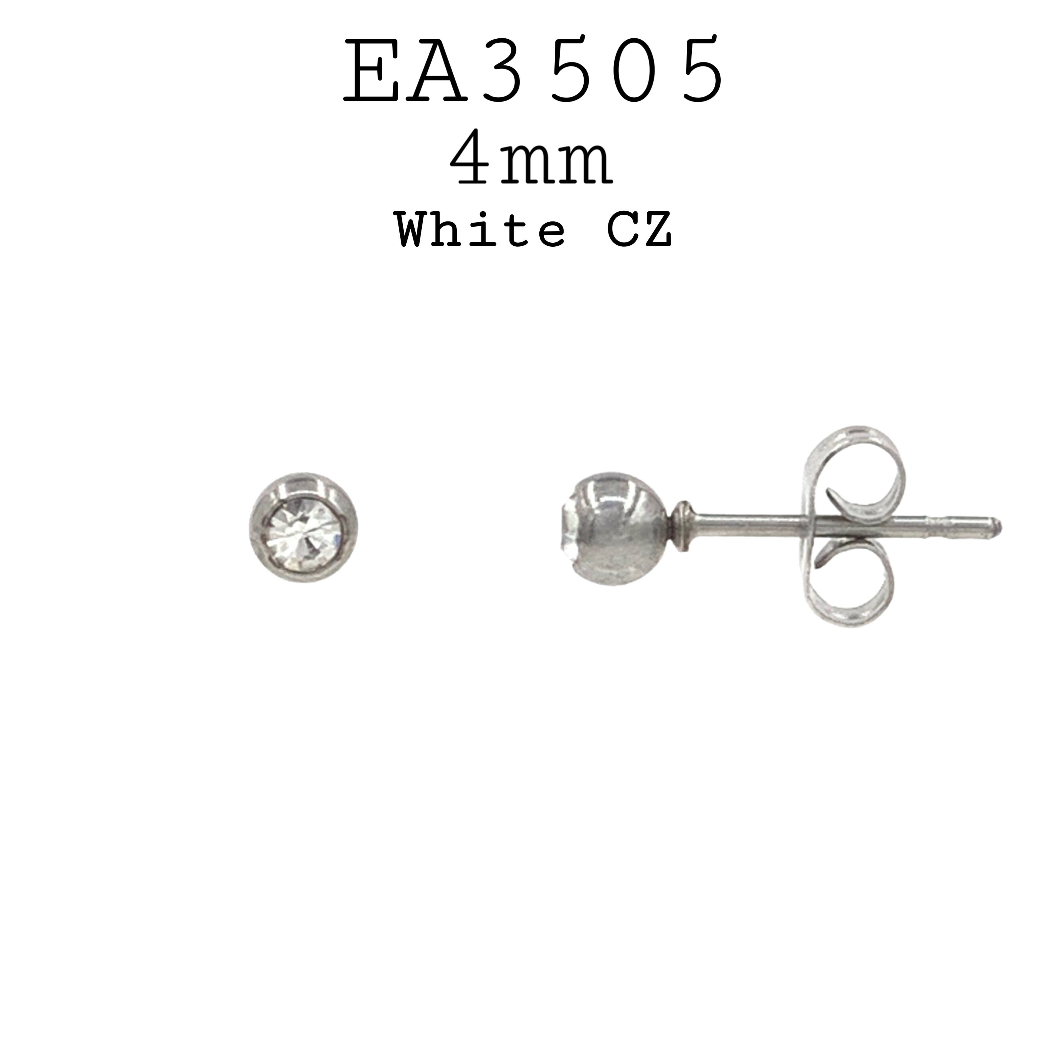 4mm Cubic Zirconia Stud Earrings in Sterling Silver