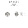 8mm Round Cubic Zirconia Stainless Steel Stud Earrings