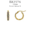Gold 14mm Stainless Steel  All Around CZ Hoops Earrings