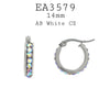 Silver 14mm Stainless Steel Round CZ All Around Hoops Earrings