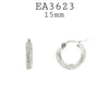 All Around Crystal Pave Set Small  Stainless Steel Hoop Earrings, 15mm