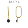 CZ Dangle Gold Plated Oval Shaped Stainless Steel Huggie Hoop Earrings, 15mm