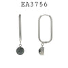 CZ Dangle Silver Oval Shaped Stainless Steel Huggie Hoop Earrings, 15mm