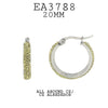 All Around Crystal Pave Set Small  Stainless Steel Hoop Earrings, 20mm