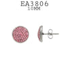 Round Stainless Steel Button Crystal Pave Set Studs Earrings, 10mm