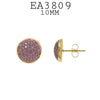 Round Stainless Steel Button Crystal Pave Set Gold Plated Studs Earrings, 10mm