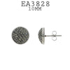 Round Stainless Steel Button Crystal Pave Set Studs Earrings, 10mm