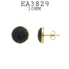 Round Stainless Steel Button Crystal Pave Set Gold Plated Studs Earrings, 10mm