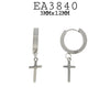 Cross Charm Dangle Huggie Hoop Earrings in Stainless Steel, 12mm