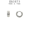 Small Round CZ Hoop Huggie Stainless Steel Earrings, 7mm x 4mm