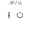 Small Round CZ Hoop Huggie Stainless Steel Earrings, 7mm x 3mm