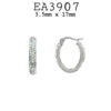 All Around Oval Crystal Pave Set Small  Stainless Steel Hoop Earrings, 17mm
