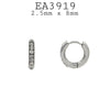 Small White CZ Huggie Stainless Steel Hoop Cubic Zirconia Earrings Unisex, 2.5mmx8mm