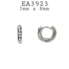 Small White CZ Huggie Stainless Steel Hoop Cubic Zirconia Earrings Unisex, 3mmx8mm